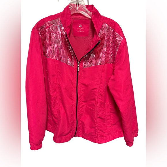 activology Jackets & Blazers - Activology Women’s XL Pink Sequined Zip Up Lightweight Jacket western feminine